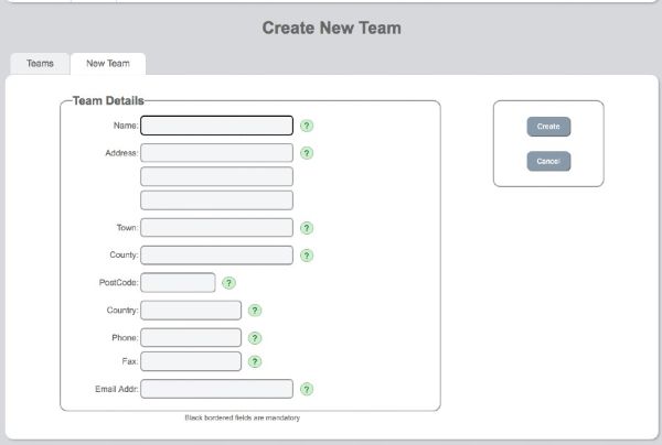 Create a team form
