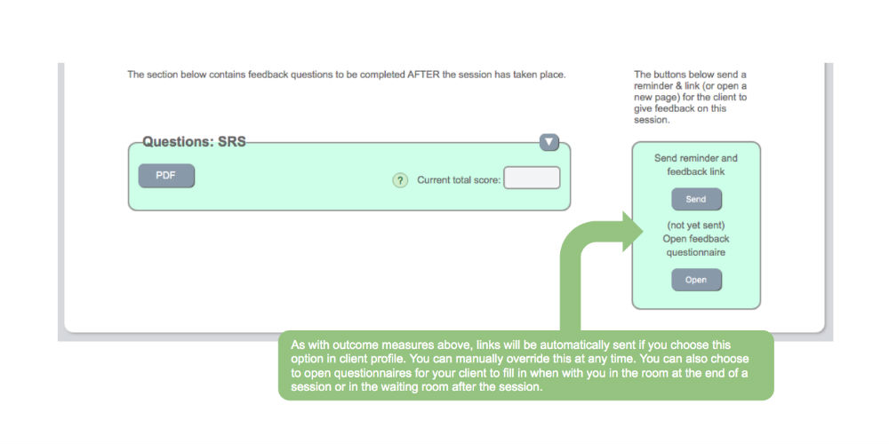 Feedback controls on session form