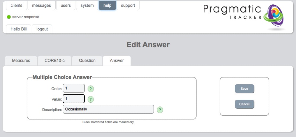 Multiple choice answer edit