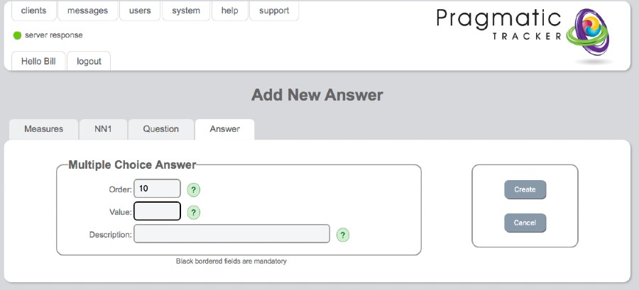 Question answer form