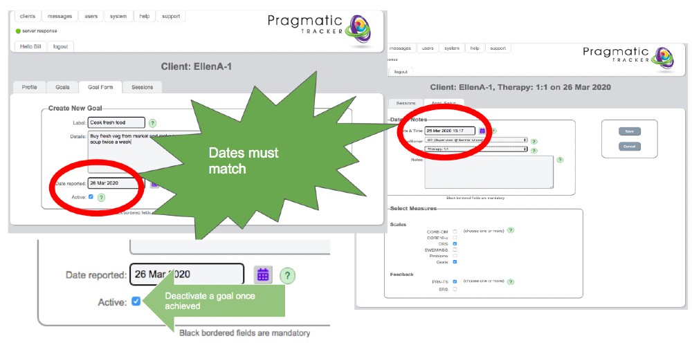 Date check for goals