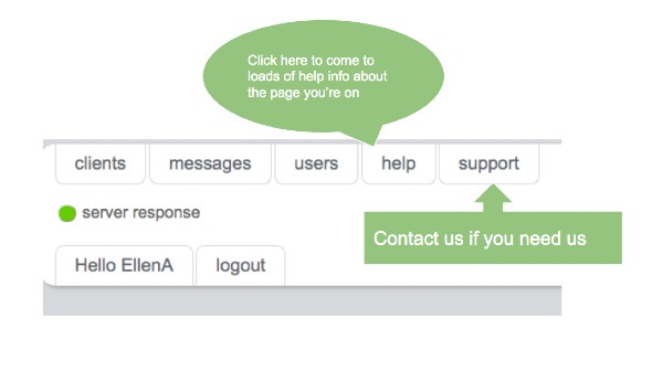 Page help button in the top banner
