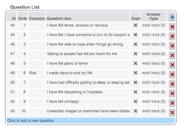 Question list example (CORE-10)