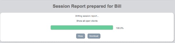 Session report download window