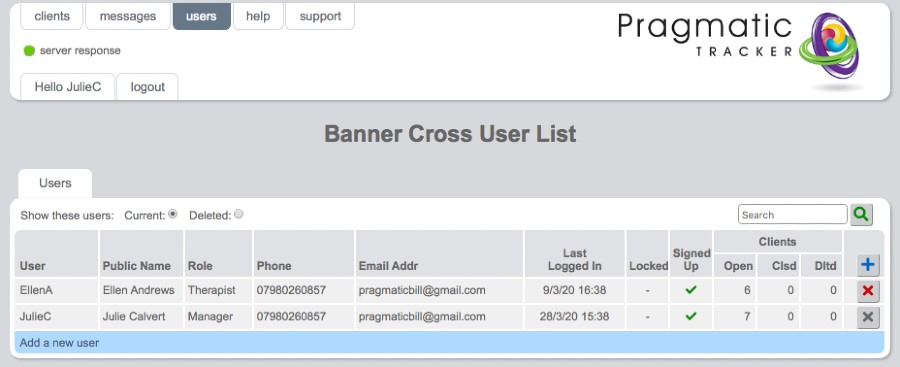 Navigating to create user form